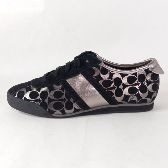 Coach Shoes Paxton Wm 7M Silver and Black Casual Lace-up Footwear A1441 - Picture 8 of 13
